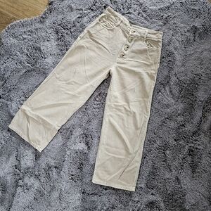 Zara Cream Colored Wide Leg Cropped Pants sz 6